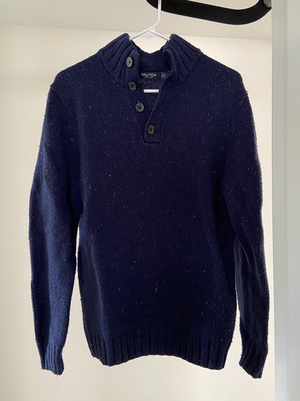 Nautica Men's Dark Navy Button-Front Knit Sweater